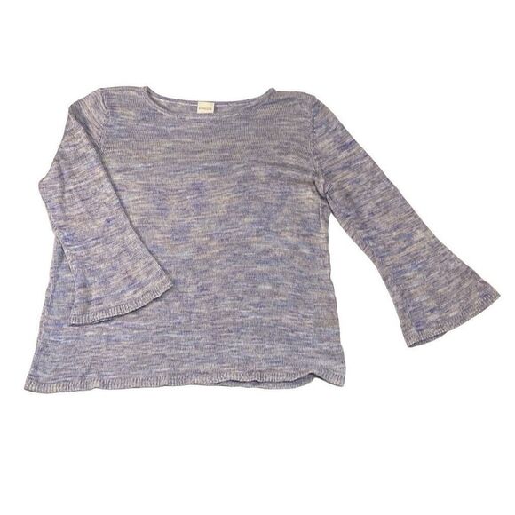 Chico’s Pullover Knit Sweater with Bell Sleeves Purple and Tan Women Size 3 (XL) - Picture 1 of 12